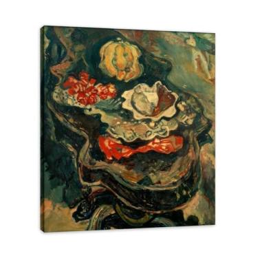 Imagem de Famosas impressões em tela (Tabela e comida) por Chaim Soutine, reprodução em tela, imagem de arte de parede para decoração de casa. Moldura interna 50 x 60 cm - 19,6 x 23,6 pol