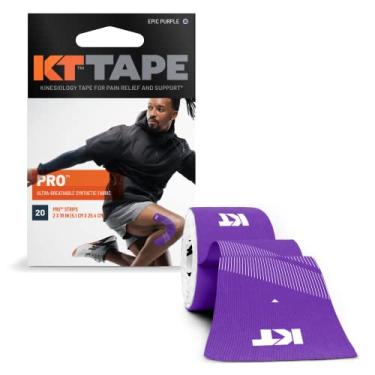 Imagem de KT Tape, Fita atlética de cinesiologia sintética profissional, 20 unidades, tira pré-cortada de 25,4 cm, roxo épico