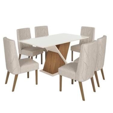 Imagem de Mesa Jantar Solus 160 6 Cadeiras Eloa Linho - Henn