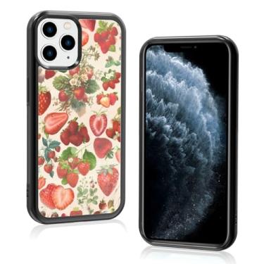 Imagem de Onemiliayears Capa de telefone fofa fruta morango: Kawaii primavera colorida retrô estética compatível com iPhone 11 Pro capa para mulheres e meninas (iPhone 11 Pro)