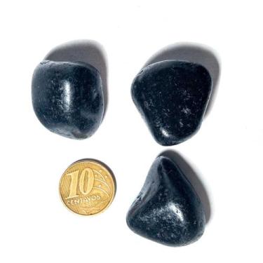 Imagem de 03 Quartzo Preto ou Quartzito Pedra Rolado 25mm Natural - CristaisdeCu