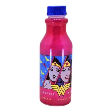 Imagem de Garrafinha de Água Infantil 500 ML Escolar Plasútil, Mulher Maravilha