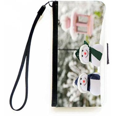 Imagem de Rikki Knight Dois bonecos de neve ao ar livre carteira capa para iPhone 5c com aba magnética