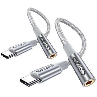Imagem de MOSWAG Adaptador USB C para fone de ouvido, USB tipo C para conector de fone de ouvido de 3,5 mm para Samsung Galaxy S23 S22 S21 S20 Ultra, Note 20 10 S10 S9 Plus, Pixel 7 6 5 4 3 2 XL, iPad Pro e