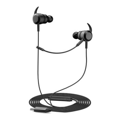 Imagem de targeal Fones de ouvido com fio USB C – Fones de ouvido intra-auriculares de estúdio estéreo de alta fidelidade com microfone – Microfone com cancelamento de ruído – Mudo integrado e controle de