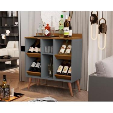 Imagem de Aparador Adega Bar Petrux Plus Pés Palito Onix / Nature - Comprar Móve