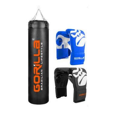 Imagem de Saco Pancada Grande 160 Cm Profissional Reforçado + Luva Bate Saco Adu