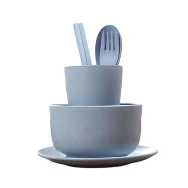 Imagem de Conjunto de 6 peças de utensílios de mesa simples polidos de cor sólida, 2 peças, azul nórdico