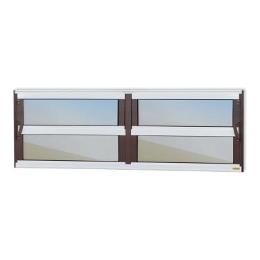 Imagem de Janela De Aluminio Basculante 2 Seções Elite Vidro Reflex 40cm X 240cm Brimak Mix Corten