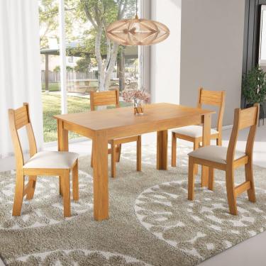 Imagem de Conjunto Para Sala De Jantar Com 4 Cadeiras Cloe Viero Mel/bege