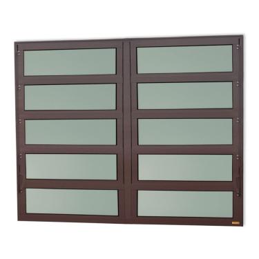 Imagem de Janela De Aluminio Basculante 2 Seções Elite Vidro Boreal 100cm X 120cm Brimak Corten