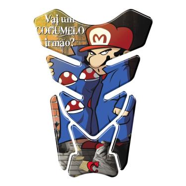 Imagem de Protetor De Tanque Adesivo Moto Honda Yamaha Suzuki Super Mario Vermelho