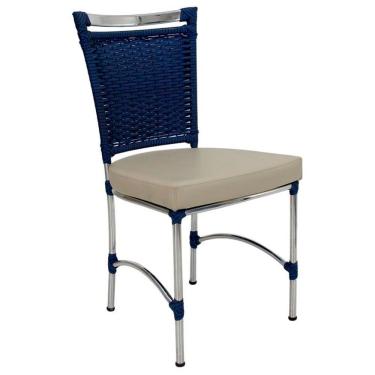Imagem de Cadeira Em Alumínio E Fibra Sintética Jk Cozinha Edícula Azul Dark E Nautico Bege