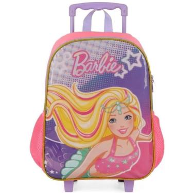 Imagem de Mochila Rodinha Infantil Menina Barbie Sereia Rosa