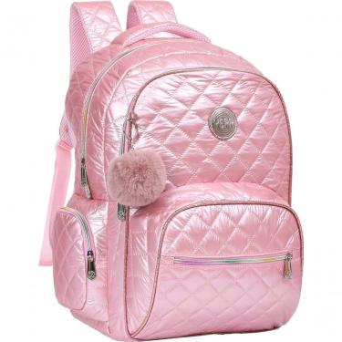Imagem de Mochila Costas Escolar Faculdade Infantil Juvenil Feminina Matelassê Yepp Rosa
