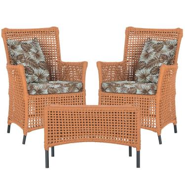 Imagem de 2 Poltronas E 1 Mesa Igapó Alumínio Preta Corda Náutica E6 Terra Cota