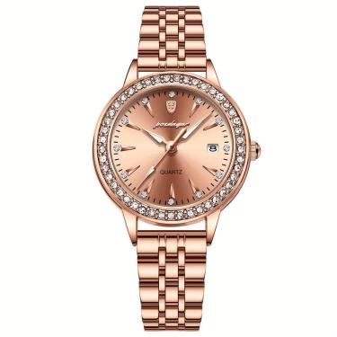 Imagem de Relógio De Quartzo Elegante Para Mulheres Luxo Com Strass Pulseira De Aço Inoxidável Ou...