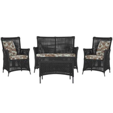 Imagem de Jogo Sofá E 2 Poltronas E Mesa Igapó Preta E6 Trama Original Preto