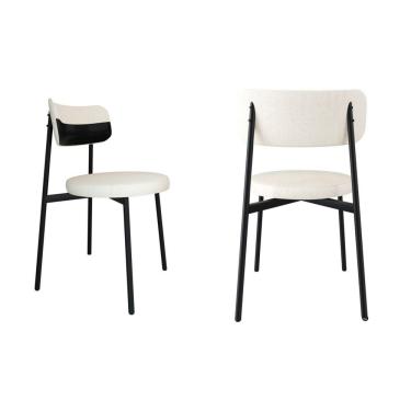 Imagem de Cadeira Kyta Fixa Com 4 Pés 50 X 44,7 X 83,8 Cm Com 2 Unidades Palha-preto-branco