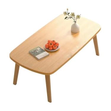 Imagem de Mesa de centro dobrável branca pequena mesa de centro para sala de estar, portátil, simples, moderna para espaços pequenos, sem montagem