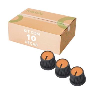Imagem de 10x Botão Knob Redondo Estriado Com Parafuso Ad209 - Laranja - PIX