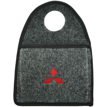 Imagem de Lixeira Lixinho Automotiva Carro Carpete Bordado Mitsubishi para Câmbio Grafite