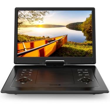 Imagem de PJGCWB Dvd Player Portátil De 17,9" Para Crianças Com Tela Giratória 15,6", Bateria Recarregável Duração 5 Horas, Alto-Falantes Duplos Alto Volume Carro, Controle Remoto, Suporte Sincronização Tv, U