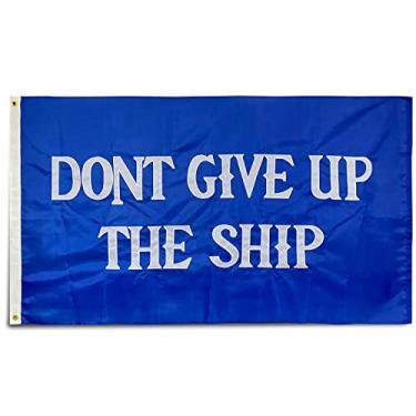 Imagem de rhungift Bandeira Bordada "Não Desista Do Navio", 3 X 5 Pés, Nylon 210D, Pontas De Mosca Costuradas Quádruplas | Comodoro Perry, Oliver Hazard Bandeiras Jogos Batalha Naval, 90 150 Cm, Faixa Decoraç