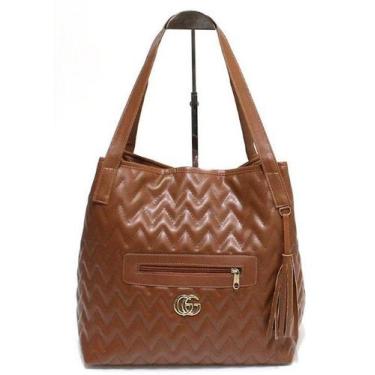 Imagem de Bolsa feminina matelasse grande luxo alça regulavel - madamebags, Marr