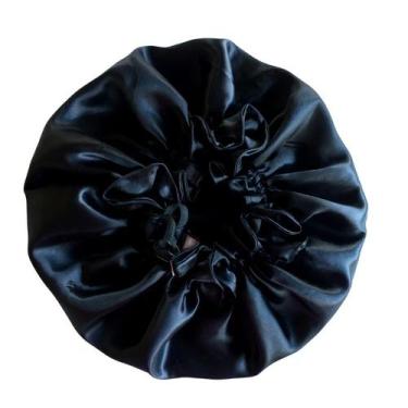 Imagem de Touca de Cetim Dupla Face Ajustável - Preto P - Ana Maria