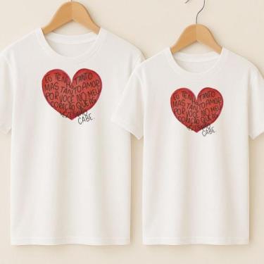 Imagem de Camiseta Algodão Unissex Casal Estampa Eu Tenho Tanto Mas Tanto Amor C