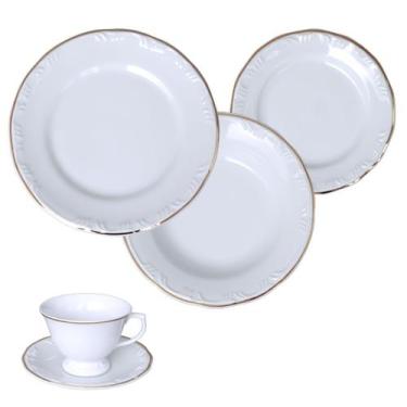 Imagem de Jogo Jantar Chá 30pçs Pomerode Filete Ouro Porcelana Schmidt - Porcela
