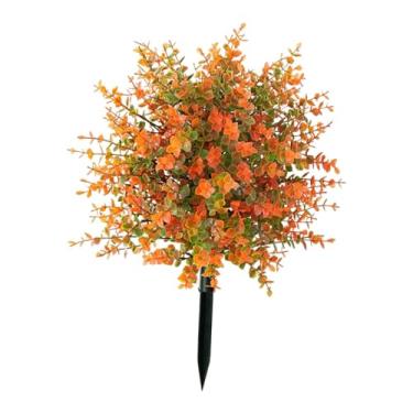 Imagem de WeiLaiKeQi Estacas de jardim de plantas artificiais, flores artificiais, decoração de outono de eucalipto para quintal, casa de fazenda, pátio, área externa,