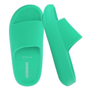 Imagem de CUSHIONAIRE Pantufas femininas Feather EVA – Chinelos femininos confortáveis, sapatos de banho internos e externos, chinelos essenciais para praia, Hortelã, 37