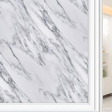 Imagem de Película de janela 3D de mármore, textura de estilo mármore, para porta de vidro, banheiro, sala de estar, L90 x C 190 cm