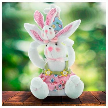 Imagem de Decoração De Páscoa Família De Coelhos Artesanal 35cm