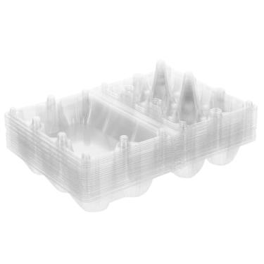 Imagem de Hemoton 20 Caixas De Ovos Plástico Transparente, A Granel, Bandejas Para Geladeira, Suporte Seguro, Caixa Recipiente Armazenamento Cozinha, Mercearia, Mercado, Fazenda, Piquenique, Grades 2X6