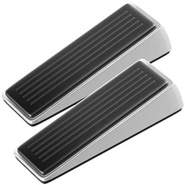 Imagem de Architectural Hardware - Heavy Duty Zinc Door Stopper with Rubber Anti Scuff Grips (2 Pack) - Metal & Rubber Wedge Door Stoppers for Bottom of Door - Modern Door Stops - Doorstop Jam Door Wedge