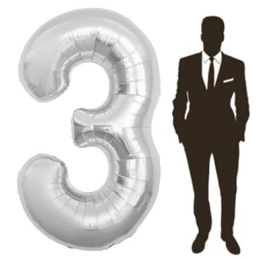 Imagem de Yimen Bloon Balão Gigante Prateado Com Números De 65", Hélio Para Festa Aniversário Infantil, Suprimentos Decoração Tema Casamento E Celebração (Mais 3)