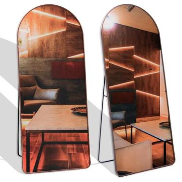 Imagem de Espelho Arco Base Reta 150x60cm Corpo Inteiro Moldura Alumínio Parede 