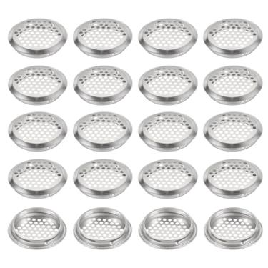 Imagem de PATIKIL Ventilação circular de 60 mm, 20 peças de aço inoxidável com orifício de malha redonda para saídas de ar de painel duplo de malha redonda para guarda-roupas de cozinha, sapatos, armários