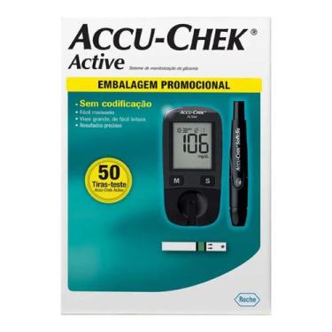 Imagem de Kit Medidor de Glicemia Accu-Chek Active Roche com 50 Tiras