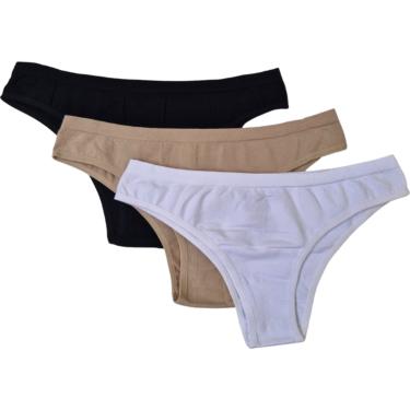 Imagem de Kit 3 Calcinhas Biquini em Poliamida HOAHI Premium Bege, Preto e Branco G