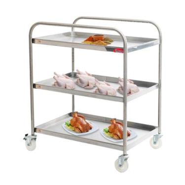 Imagem de Carro De Serviço Para Transporte 3 Bandejas 80cm X 52cm Inox 430 - Ime
