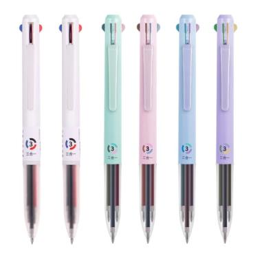 Imagem de VideMundi Pacote com 6 canetas multicoloridas, 0,5 mm, 3 em 1, canetas de tinta de gel multicoloridas, 18 cores retráteis, para escritório, material escolar (macaroon)