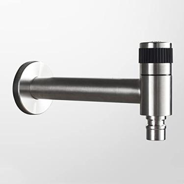 Imagem de Torneira de pia de banheiro de aço inoxidável montada na parede, máquina de lavar lago esfregão torneira de água fria, torneiras de lavatório de pátio de jardim, rosca G1/5.1 cm