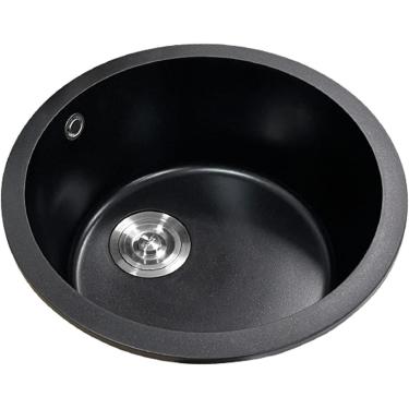 Imagem de Pia De Quartzo Preto Pia Redonda Pia Bar Pias Undermount Pia Apartamento Pia Pequena Resistae De Alta Temperatura Sem Desbotamento, 32CM