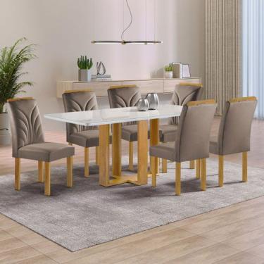 Imagem de Mesa de Jantar 6 Lugares Isadora Carolina com Vidro Cinamomo/Off White
