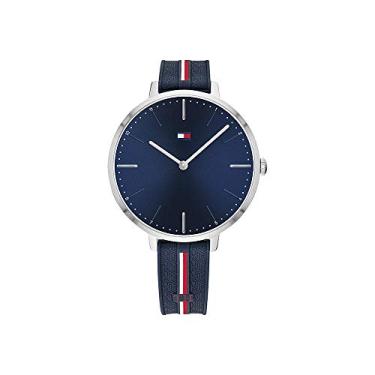 Imagem de Tommy Hilfiger Relógio feminino de quartzo de aço inoxidável com pulseira de silicone, azul, 13 (modelo: 1782154), Azul marino, Relógio de quartzo