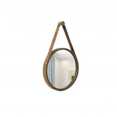 Imagem de Espelho Decorativo Adnet Marrom Alça material sintético Rajado 30 cm R